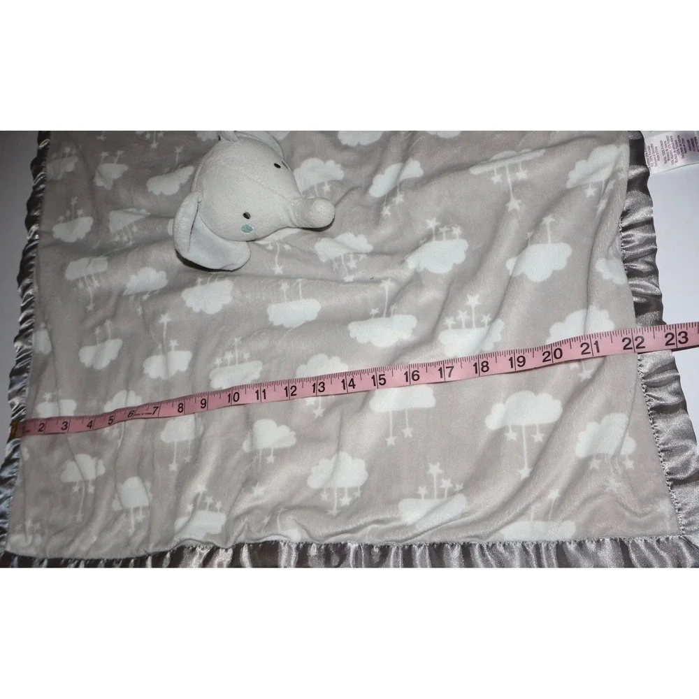Parents Choice Plush Elephant Baby Blanket Lovey Grey Cloud Satin Trim